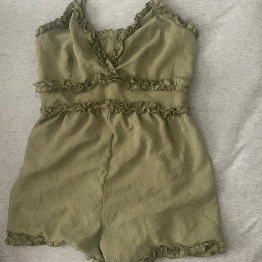 Navy green romper
